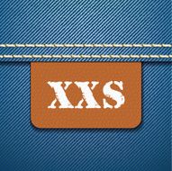 XXS size clothing label - vector