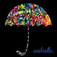 Colour umbrella on the black background Vector N2