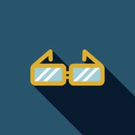 glasses flat icon with long shadow N2