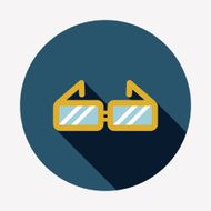 glasses flat icon with long shadow N3