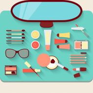 Dressing table with cosmetics Top view