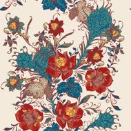 Floral seamless vector wallpaper pattern with flowers in vintage