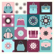 Background icons set of fashion bags - Illustration