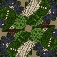 Pattern with abstract flowers and wings N2