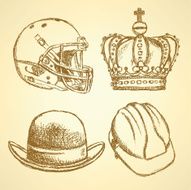 Sketch unusual hat set