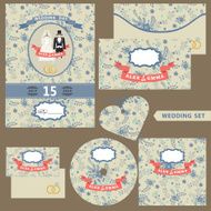 Wedding design template set with floral pattern