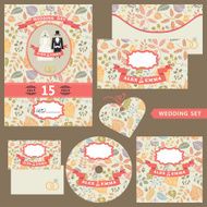 Wedding invitation set with autumn pattern N2