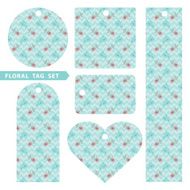 Floral tag set Vintage vector N2