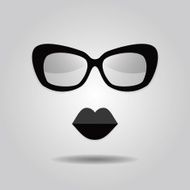 Hipster lips and sunglasses icons on gray gradient background