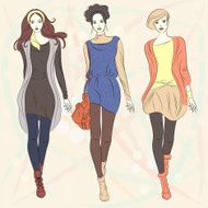 Vector beautiful fashion girls top models N5
