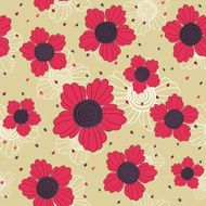 Floral cartoon Illustration Seamless vector pattern Romantic hand drawn flowers