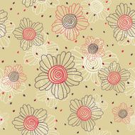 Floral cartoon Illustration Seamless vector pattern Romantic hand drawn flowers N2