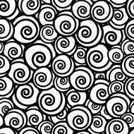 Black and white curls seamless pattern
