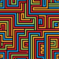 Colorful maze seamless pattern geometric simple vector backgrou