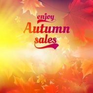Autumn sale realistic Leaves typography poster N4
