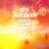 Autumn sale realistic Leaves typography poster N6