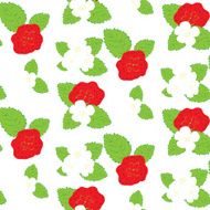 seamless pattern of flowers and berries strawberries