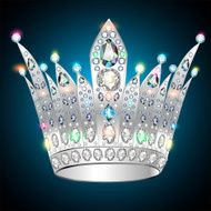 shiny crown of silver on a blue background