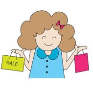 Happy girl with shopping bag on sale vector format