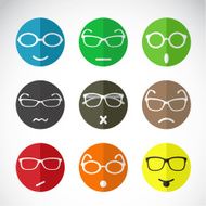 Vector icons of faces with eyeglasses