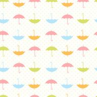 Autumn seamless pattern with flat umbrellas