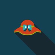 Women hat flat icon with long shadow N46