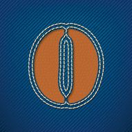 Number 0 made from leather on jeans background