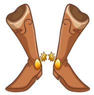Pair of boots with a gold design