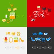 Set of sticker design Online shopping concept