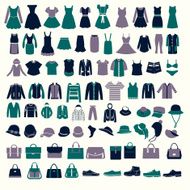 set silhouettes of fashion Collection Men's and Women Clothes
