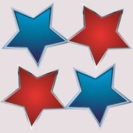 red and blue star on gray background