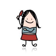 Woman combing her hair cartoon for your design