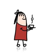 Cute girl bring cup of coffee hot N2