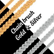 Set of chains metal brushes - gold and silver