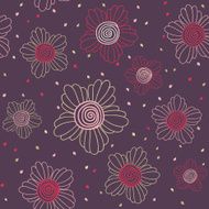Dark Fantastic flowers with spiral carpel Seamless vector pattern