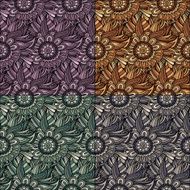 Vector seamless abstract flowers patterns set N2