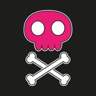 Pink skull with crossbones