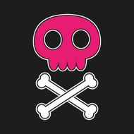 Pink skull with crossbones N2