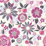Retro vector apple and flower seamless pattern