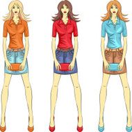 Vector beautiful fashion girls top models N6