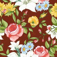 Seamless Pattern with Vintage Wildflowers