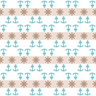 Seamless sea pattern with anchors hand wheels