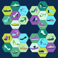 Flat icons set of fashion Footwear