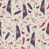 Seamless Retro Background with Flapper Girl N2