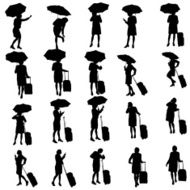 Vector silhouette of women N48