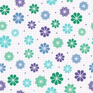 Seamless pattern with flowers in cool colors