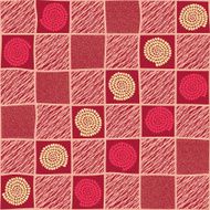 Checked hand-drawn illustration with abstract elements Seamless vector pattern N2