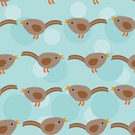 Birds Seamless pattern with funny cute animal on blue background