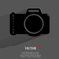 Photo camera Flat modern web button with long shadow and N2
