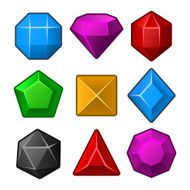 Set of Multicolored Gems for Match3 Games Vector